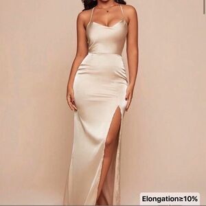 Elegant Cream Spaghetti Strap Dress